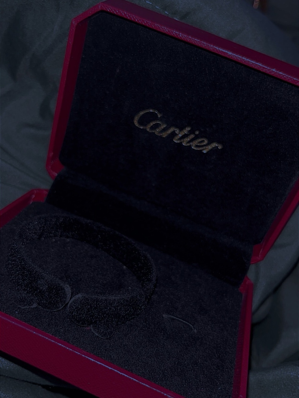 Cartier Red and Black Velvet Jewelry Box
